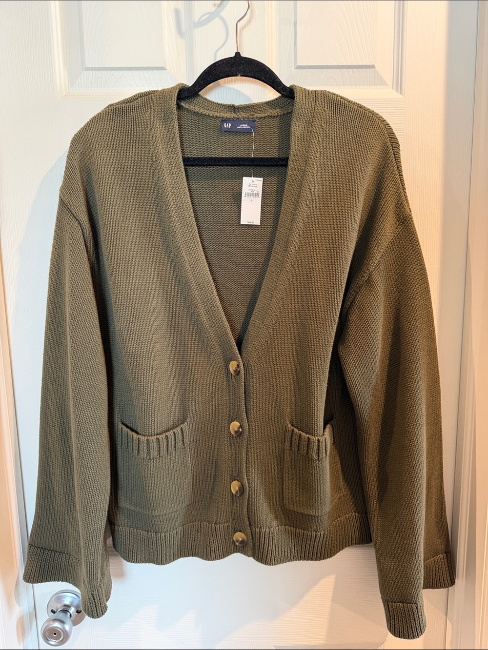 GAP 100% Cotton Olive Green V-Neck Button Cardigan